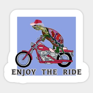 Turtle Love, Cowgirl Turtle, Enjoy the Ride, Painted Turtle, Illinois, Motorcycle, Bikers Sticker